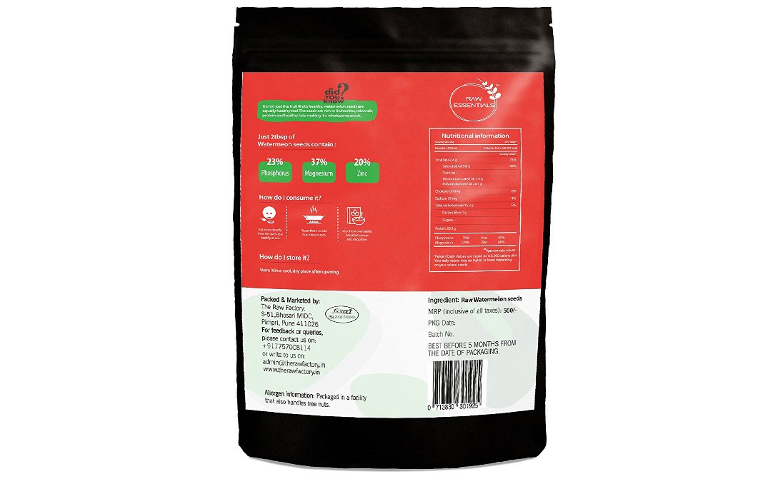Raw Essentials Raw Watermelon Seeds    Pack  500 grams